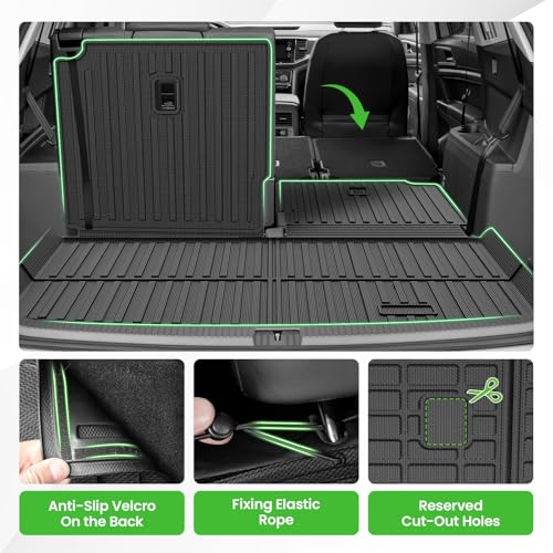 Cargo Liner for VW Volkswagen Atlas 2018-2025 2026 (Not for Cross Sport), All Weather Cargo Mats for Atlas Accessories, Heavy Duty TPE Trunk Mat, Car Accessories - size: 10)VW Atlas 18-26