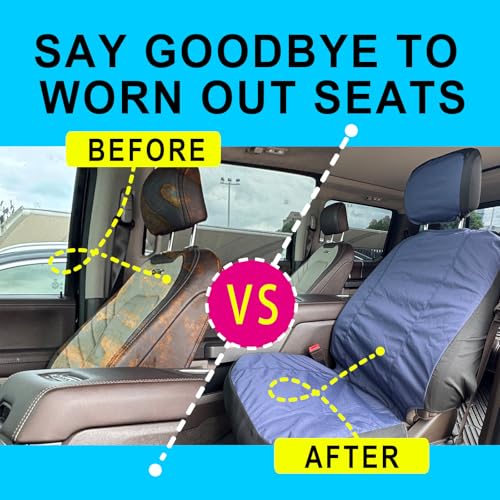 Universal Nylon Canvas Fitted Bucket Seat Cover, Cut-Resistant & Waterproof Front Seat Protector for Trucks (Blue) - color: Blue