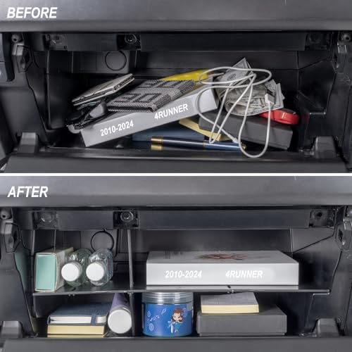 Glove Box Organizer Compatible with Toyota 4Runner 2010-2019 2020 2021 2022 2023 2024 Divider Accessories Insert Box ABS Secondary Storage