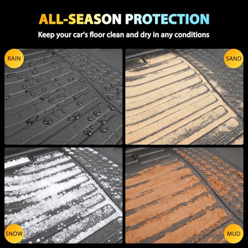 Floor Mats for Nissan Sentra 2014 2015 2016 2017 2018 2019 All Weather TPE Floor Liners Custom Fit Sentra Heavy Duty Car Accessories mat Set, Front & 2nd Row & Trunk Mat - style: 20) For Nissan Sentra | 2014-2019 | Combo Set