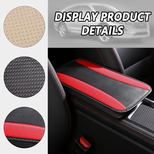 IHOTDER Stylish Car Center Console Cover,PU Leather Car Armrest Cover Prevent Scratches on Center Console,Universal Car Armrest Cushion Car Accessories Interior for Car SUV Truck (Red) - color: Red