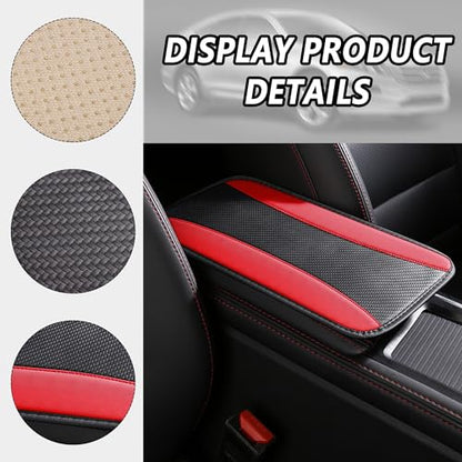 IHOTDER Stylish Car Center Console Cover,PU Leather Car Armrest Cover Prevent Scratches on Center Console,Universal Car Armrest Cushion Car Accessories Interior for Car SUV Truck (Red) - color: Red