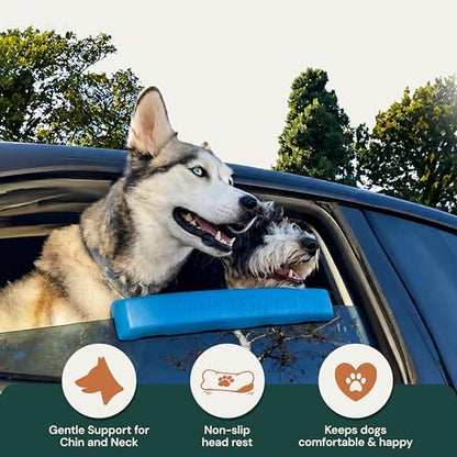 Whiffie Cushion™ - Patented Dog Car Window Chin Rest - Premium XL EXTRALIGHT® Foam, Universal Fit, Waterproof & Easy-Clean - Handcrafted in Canada - 15.5", Baja Blue - color: Baja Blue, size: 2x Pack