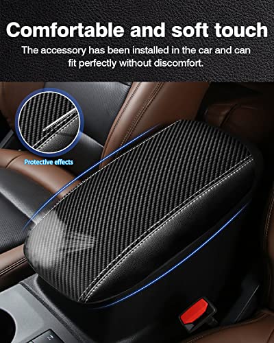 Autorder Center Console Cover for Ford Bronco Sport 2021-2025 2026/Escape 2020-2025 2026 Accessories Carbon Fiber Armrest Cover Anti-Scratch Middle Console Pad Leather Armrest Protector