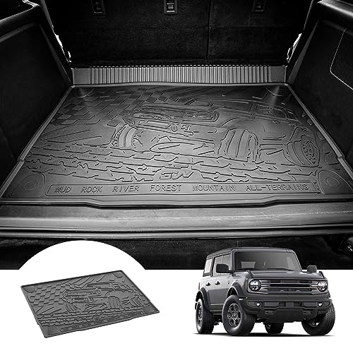 3W Cargo Liner Custom Fit for 2021-2025 2026 Ford Bronco 4 Door, All Weather TPE Heavy Duty Truck Car Mat Accessories Fit for Bronco Trunk Mat, Black (Not for Bronco Sport) - size: 3.Bronco 4Dr 2021-2026 Cargo Liner