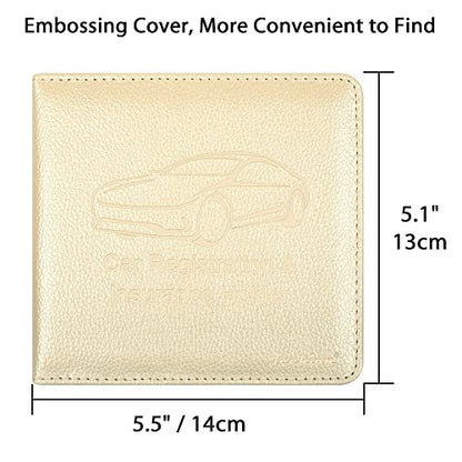 Car Insurance and Registration Holder, 5.5 x 5 Inch PU Leather Vehicle Glove Box Organizer Wallet Case for Insurance Card, Driver License, Paperwork - Champagne - color: Champagne