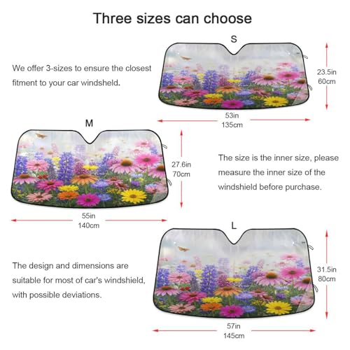 Sun Shade for Car Windshield Vibrant Spring Flowers Foldable Sun Shield Heat and UV Protection Automotive Interior Protection