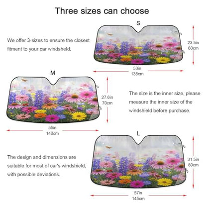 Sun Shade for Car Windshield Vibrant Spring Flowers Foldable Sun Shield Heat and UV Protection Automotive Interior Protection