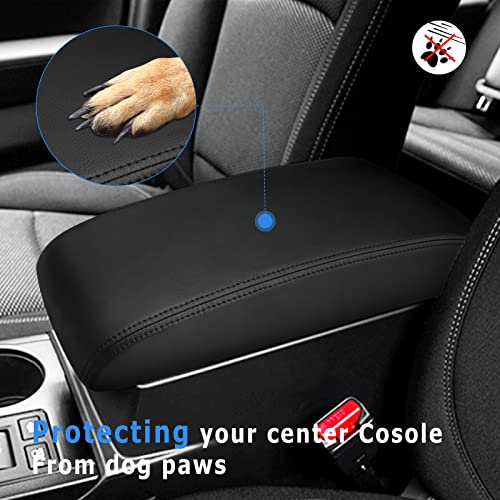 INTGET Car Center Console Armrest Cover for Subaru Outback/Legacy Accessories 2015 2016 2017 2018 2019 Leather Middle Console Arm Rest Box Lid Seat Cover Protector Cushion Saver (Black) - color: Black