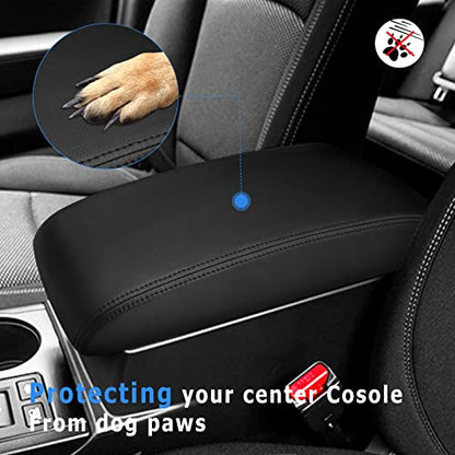INTGET Car Center Console Armrest Cover for Subaru Outback/Legacy Accessories 2015 2016 2017 2018 2019 Leather Middle Console Arm Rest Box Lid Seat Cover Protector Cushion Saver (Black) - color: Black