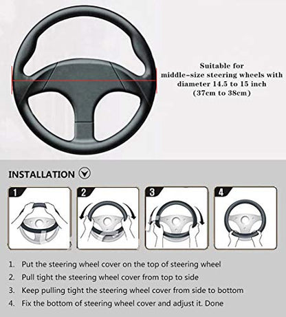 LABBYWAY Plush Steering Wheel Cover with Bling Bling Crystal Rhinestone, Universal 15 Inch Elastic Fluffy Steering Wheel Accessories for Women Girls, Black - color: Black