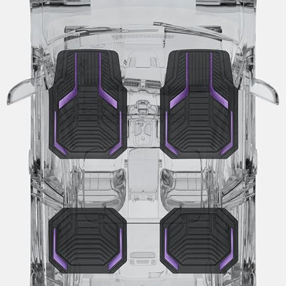 PIC AUTO Heavy Duty Rubber Floor Mats, Purple Aluminum Film Car Mats Set, Front and Rear Car Mats with Anti-Slip Backing, All Weather Protection, Trim-to-Fit for Automotive SUV, Sedan, Van - color: Purple