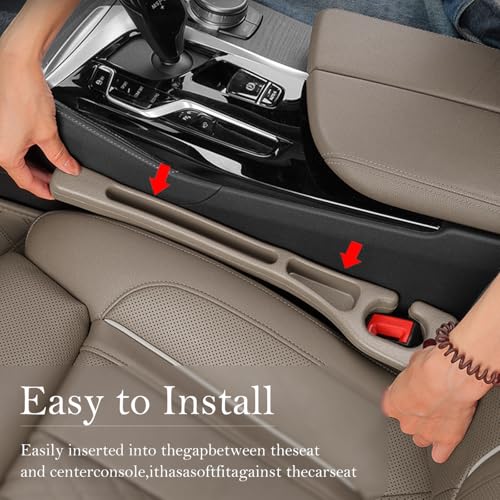 Car Seat Gap Filler 2-Pack, Universal Car Seat Gap Filler Organizer, Seat Gap Plug – Fills Gap Between Seat & Console (Beige) - color: Beige
