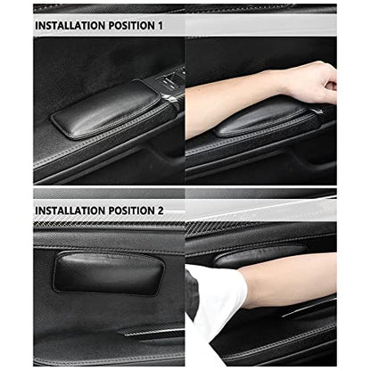 2PCS Car Knee Cushion,Soft Leather Car Door Armrest Pad for Knee Leg Elbow,Universal Car Center Console Cushion Pad Comfort Pillow for Automotive Interior Accessories (Black)