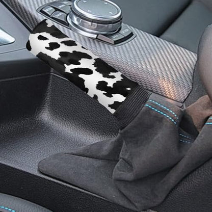 Cow Print Car Handbrake Cover Gear Shift Knob Cover Set, Automotive Shift Protector Cover Interior Accessiores Universal Fit Most Vehicle SUV Truck - color: Cow Print