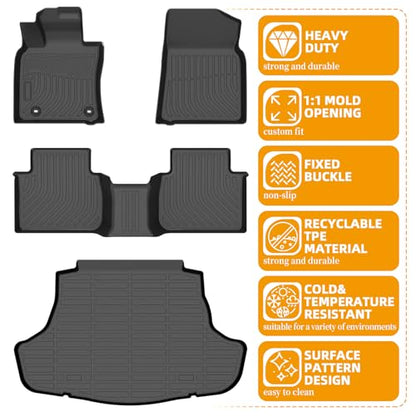 Floor Mats for Toyota Camry 2018 2019 2020 2021 2022 2023 2024(FWD ONLY), (Non Hybrid or AWD) 2022 Camry Floor Mats, 1st & 2nd Row & Cargo Liner, TPE Anti-Slip Waterproof Car Accessories - style: 10)2018-2024|Camry|Floor&Cargo Mats