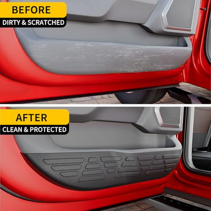 Car Door Anti Kick Pads Compatible with 2021-2025 Ford F150 SuperCrew Side Door Protective Cover Front & Rear TPE Inner Anti-Kick Panel Sticker Trim Protector 4PCS for 2024 F-150 Accessories