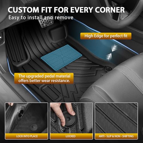 Floor Mats for 2016-2021 Honda Civic Coupe/Sedan/Type R, 2017-2021 Honda Civic Hatchback, All Weather TPE Custom Fit Car Mats Floor Liners 1st & 2nd Row, Black - size: 4)Honda Civic Coupe/Sedan/Type R｜16-21｜1st&2nd Row