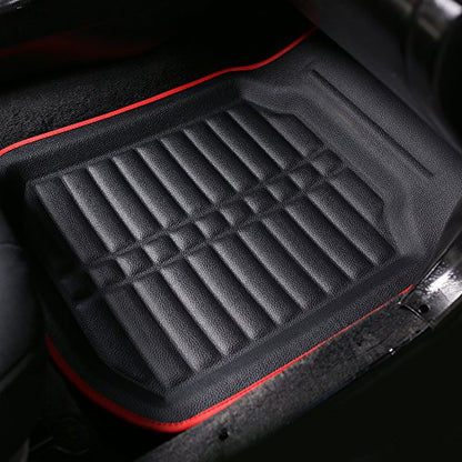 FH Group Automotive Floor Mats - PU Leather Floor Mats, Deep Dish Design, Floor Mats for Cars, Universal Fit Floor Mats Front Set, Floor Mats for Most Sedan, SUV, Truck Floor Mats Red Black