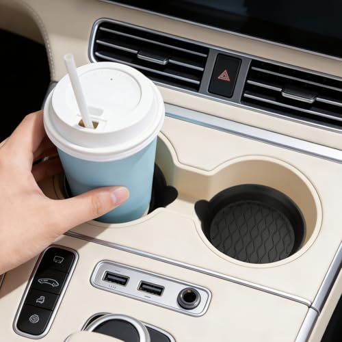 Car Coasters for Cup Holders, Universal Non-Slip Coasters Set of 4 Pack, Black Silicone Car Accessories Interior for Car Truck Cup Holder