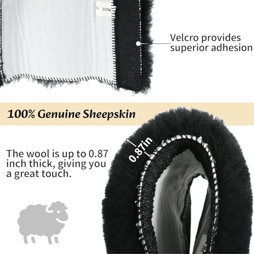 Aegis Cover Sheepskin Seat Belt Cover, Premium Australian Merino Wool Padding, Ultra-Soft & Durability, 0.5" Thick Seat Belt Pads, Universal Fit for Car, Truck, SUV 2Pack (Steel)