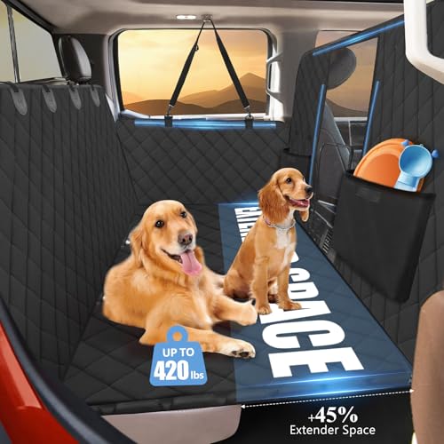 Back Seat Extender for Dogs Truck-Large Space, Hard Bottom High Barrier Truck Dog Seat Cover 420lb, Waterproof Pet Dog Hammock for Crew Cab Trucks F150, RAM1500, Sierra, Tundra, Silverado - color: Matte Black, size: XL - For Full Size Truck / Full Size SU