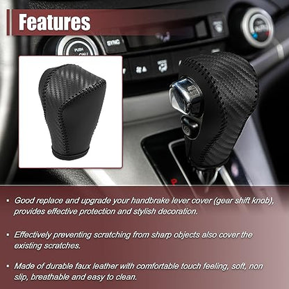 X AUTOHAUX Car Automatic Gear Shift Knob Cover Protector Carbon Fiber Pattern Black for Chevy Equinox 2018-2021 for Honda CRV 2015-2016 - color: Black
