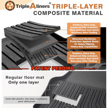 TripleAliners All Weather Floor Mats Compatible with 2024 2025 2026 KIA K4 Accessories 1st & 2nd Row Liners TPE Full Coverage Protection Waterproof Car Floor Liners - size: K4 | 2024+