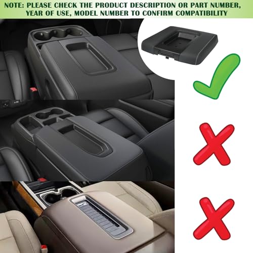Front Seat Center Console Armrest Lid Black Compatible with 2014-2019 Chevrolet Chevy Silverado Suburban Tahoe GMC Sierra Yukon XL Replaces 22881398 - color: Black Armrest Lid