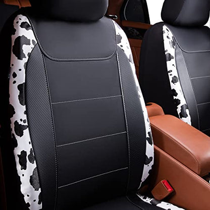 Flying Banner car seat Covers Protects Water Proof Faux Leather Carbon Fiber Fronts Cow Black - color: Cow Black, size: Front Pair -- 2PCS