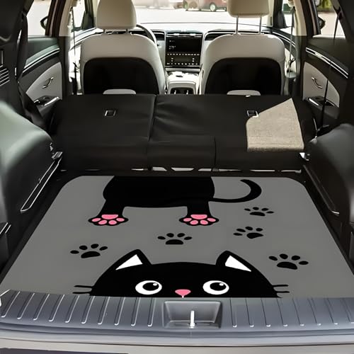 Universal Car Trunk Mat 29" x 39", Cute Naughty Kitten All Weather Trunk Protection Cargo Liner, Durable Cargo Mat Rear Trunk Liner, Stylish Vehicle Interior Accessories Suitable for Most Car Models - color: Naughty Kitten