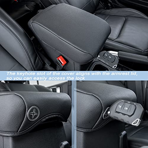 Center Console Armrest Cover Compatible with Jeep Wrangler JL/JLU 2018-2024 2025 2026 and Jeep Gladiator JT Truck 2020-2023 2024 2025 2026, Accessories PU Leather Cushion Protector Pad(Not for JK/JKU)