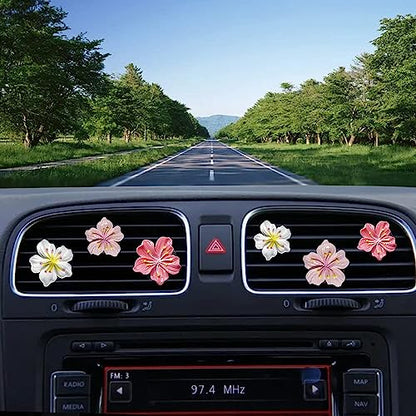 Cute Car Air Fresheners Vent Clips 6 PCS, Flower Air Vent Clips Pink Car Accessories Interior Aesthetic Women Automobile Air Conditioning Vents Decorations