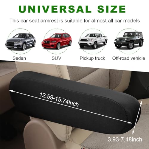 2 PCS Car Front Seat Armrest Covers, Comfortable Front Seat Armrest Protectors, Protective Arm Rest Pair Replacement Fit for Trucks, SUVs, and Vans, Car Accessories (Black)