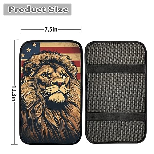 Car Center Console Pad, Universal Waterproof Car Armrest Seat Box Cover, Car Interior Accessories for Most Vehicle SUV Truck Vintage American Flag Lion Car Armrest Pad - color: vintage american flag lion