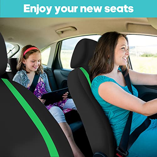 FH Group Car Seat Covers Full Set Cloth - Universal Fit Automotive Seat Covers, Low Back Front Seat Covers, Solid Back Seat Cover, Washable Car Seat Cover for SUV, Sedan and Van Green - color: Green, size: Full Set