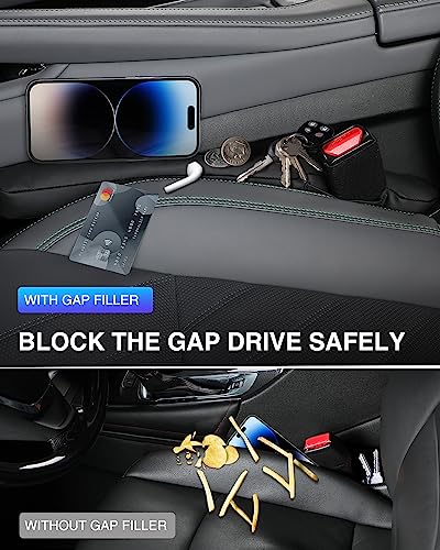 Leather Car Seat Gap Filler Universal for Car Truck SUV to Block The Gap Between Seat and Console Stop Things from Dropping 2 Sets Black - color: black