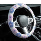 Plush Flowers Steering Wheel Cover Auto Plush Steering Wheel Protector, Anti-Slip, Breathable, Absorbing Sweat, Universal Car Accessories 14.5–15 inch,Fit for Most Car, Trucks, SUV - style: Plush Flowers
