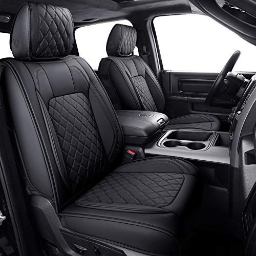 Aierxuan Dodge Ram Car Seat Covers Custom Fit 2009-2026 1500, 2010-2026 2500/3500 Laramie Big Horn Longhorn Crew Quad Regular Cab Waterproof Leather Truck Pickup Cushions(Full Set/Black) - color: Full Set/Black