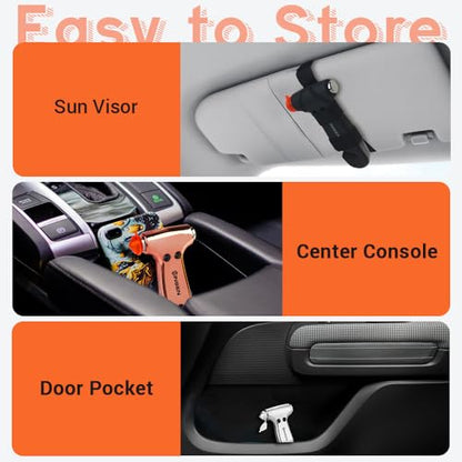 SINSEN Car Window Breaker Seatbelt Cutter, Emergency Tool, Safaty Hammer to Break Glass, Escape Kit for Women, 3-in-1, Neon Purple - color: Vibrant Purple, size: 1