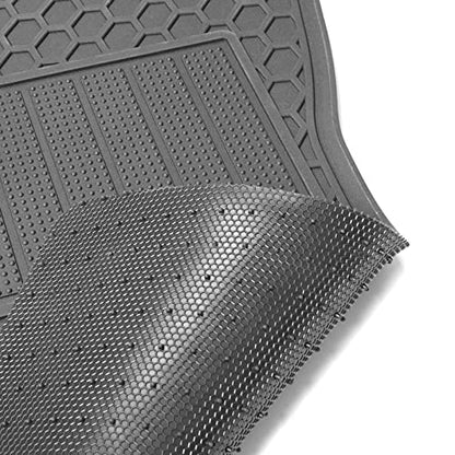 IKON MOTORSPORTS, Custom Fit Floor Mats Compatible with 2008-2017 Mitsubishi Lancer, Gray/Grey Latex Rubber All Weather Car Auto Carpets Liner 5PC Protector, 2009 2010 2011 2012 2013 2014 2015 2016