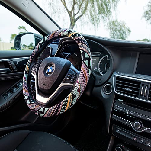 Cloth Steering Wheel Covers for Women Bohemian Universal 15 inch Baja Blanket Enthic Maya