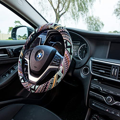 Cloth Steering Wheel Covers for Women Bohemian Universal 15 inch Baja Blanket Enthic Maya