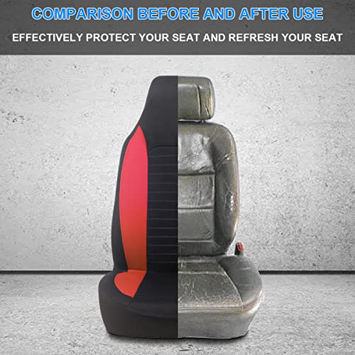 Car Front Seat Covers, Bucket One-Piece Auto Front Seat Protectors, 2PCS Premium Breathable Vehicle Seat Cushions Airbag Compatible, Car Accessories Universal for SUVs, Trucks, Car (Red) - color: Red