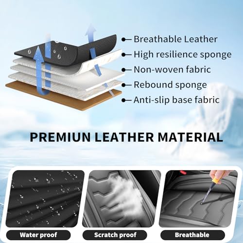 Fit Civic Car Seat Covers Compatible with Honda Civic 2001-2025 2026 -Premium Leather， Waterproof Breathable， All-Weather Seat Cushion Protecto&Airbag Compatible (2 Front Seat Black) - color: Front Pair 【Black #02】, size: For Honda Civic 2001-2025 2026