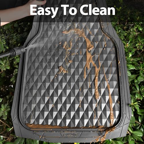 CAR PASS Heavy Duty Rubber Gray Car Floor Mats & Cargo Liners, Deep Dish All-Weather Trunk Mats Durable Anti-Slip 3D Rhombus Waterproof Trim to Fit Liner Universal Fit Auto,Sedan,SUV,Truck, Gray - color: gray with cargo liner