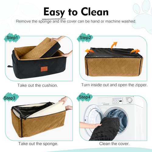 Dog Car Seat for Large Medium Dogs,Washable Pet Car Seat Under 55 lbs or 2 Small Dogs,Dog Booster Seat with Thick Cushion,2 Safety Leashes Travel Car Dog Bed - color: Black/brown
