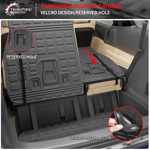 Floor Mats Compatible with 2022-2025 2026 Kia Carnival 8 Seater MPV No Hybrid&Prestige Trunk Liner Cargo Liner Cargo Mat 2024 Carnival Accessories (Floor Mats+Trunk Mat+Backrest Mats) - style: For Kia Carnival 8-Seater | 2022-2026