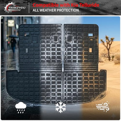 Cargo Mat Compatible with 2020-2025 Kia Telluride (NOT for 2027) Trunk Mat Cargo Liner Trunk Liner All Weather Back Seat Protector 2024 Telluride Accessories (Trunk Mat with Backrest Mat) - style: For Kia Telluride | 2020-2025