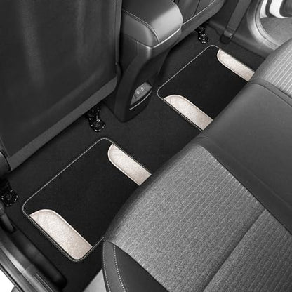 Carbella Glitter Bling Car Mats 4-Piece Set, Two-Tone Shiny Carpet Car Floor Mats, Stain-Resistant Floor Mats for Cars for Women, Universal Car Mat Set, Automotive Floor Mats - White Pearl